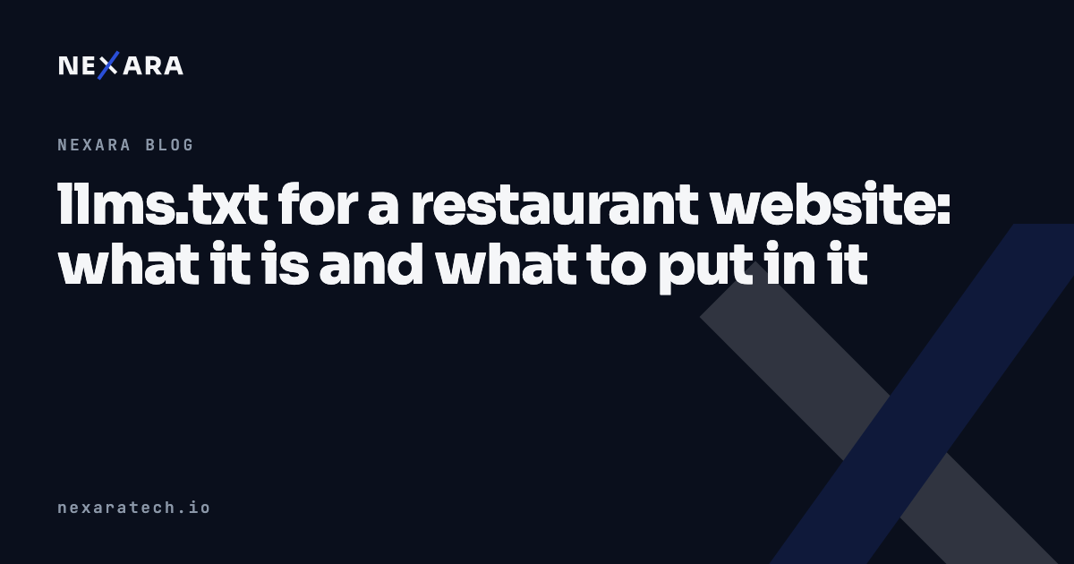 llms.txt for a restaurant website: what it is and what to put in it