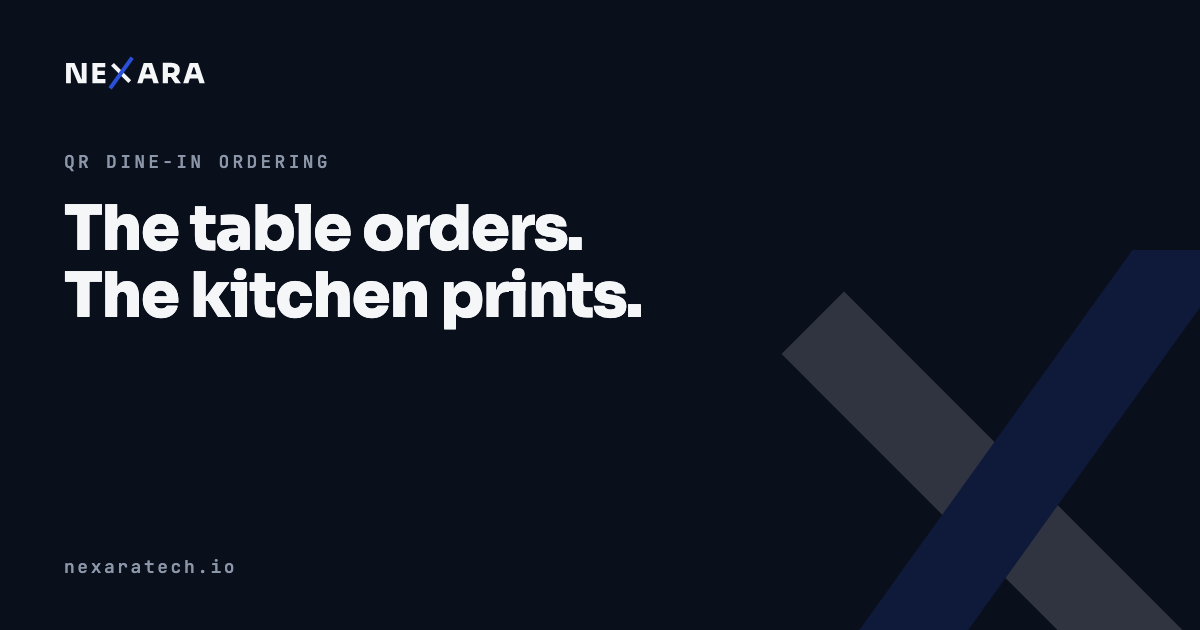 The table orders. The kitchen prints.